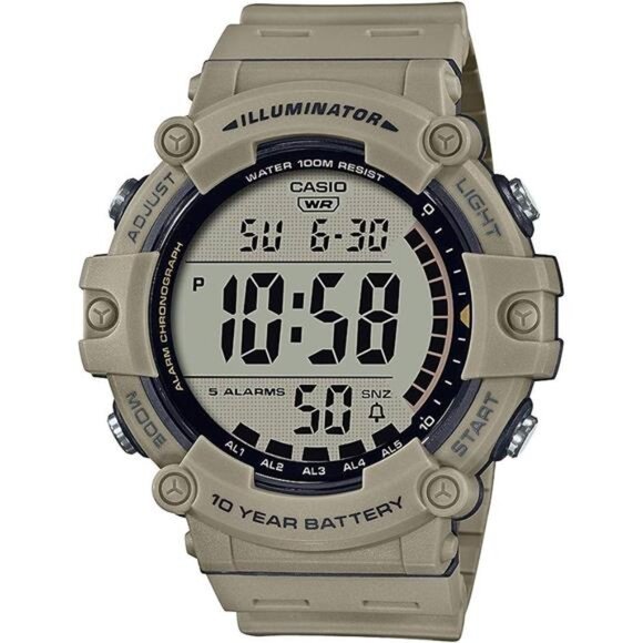 10-Year Battery | LED Backlight|5-Alarms|1/100 Sec Stopwatch|Men's Digital Watch - Picture 1 of 4